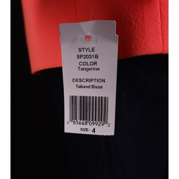 Smythe Tailored Blazer Size 4 Womens Neon Tangerine Jacket $795 - Picture 13 of 16